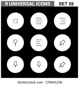 Abstract vector collection of colorful flat Universal Icons set. Big package of modern minimalist, thin line icons. Design elements for mobile and web applications.