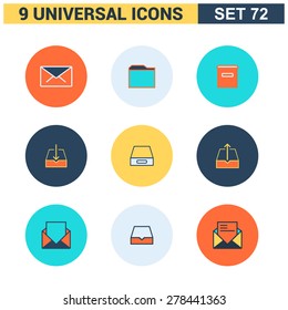 Abstract vector collection of colorful flat Universal Icons set. Big package of modern minimalist, thin line icons. Design elements for mobile and web applications.
