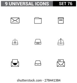Abstract vector collection of colorful flat Universal Icons set. Big package of modern minimalist, thin line icons. Design elements for mobile and web applications.