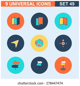 Abstract vector collection of colorful flat Universal Icon set. Big package of modern minimalist, thin line icons. Design elements for mobile and web applications.
