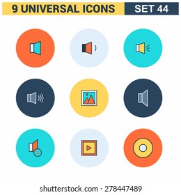 Abstract vector collection of colorful flat Universal Icon set. Big package of modern minimalist, thin line icons. Design elements for mobile and web applications.