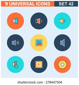 Abstract vector collection of colorful flat Universal Icon set. Big package of modern minimalist, thin line icons. Design elements for mobile and web applications.