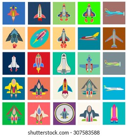 Abstract vector collection of colorful flat startup icons. Design elements for mobile and web applications.
