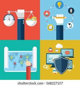 Abstract vector collection of colorful flat business, design and finance icons. Design elements for mobile and web applications
