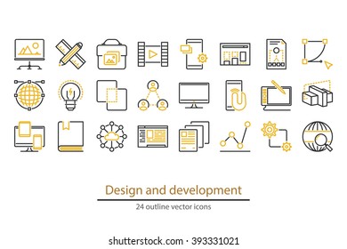 Abstract vector collection of  design and development icons.