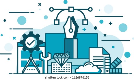 Abstract vector collection of flat web development icons. Elements for mobile and web applications.