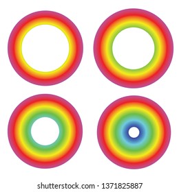 abstract vector collection or set of multicolor circles, painted with rainbow gradient, perfect for web graphics, banner, poster or vibrant logo