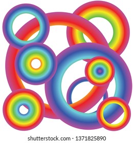 abstract vector collection or set of multicolor circles, painted with rainbow gradient, perfect for web graphics, banner, poster or vibrant logo