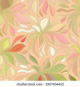 Abstract vector color background of doodle hand drawn lines. Colorful floral pattern. Wave wallpaper