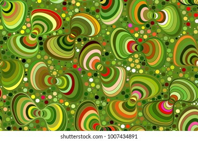 Abstract vector color background of doodle hand drawn lines. Colorful floral pattern. Wave green wallpaper