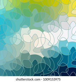 Abstract vector color background of doodle hand drawn lines. Colorful floral pattern. Wave blue wallpaper