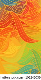 Abstract vector color background of doodle hand drawn lines. Colorful floral pattern. Wave wallpaper