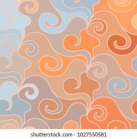 Abstract vector color background of doodle hand drawn lines. Colorful floral pattern. Wave wallpaper
