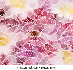 Abstract vector color background of doodle hand drawn lines. Pink floral pattern. Wave wallpaper
