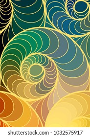 Abstract vector color background of doodle hand drawn lines. Colorful floral pattern. Wave green wallpaper