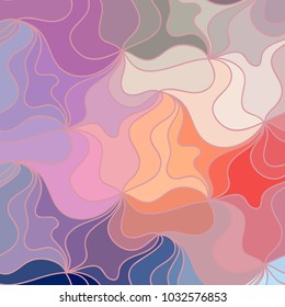 Abstract vector color background of doodle hand drawn lines. Colorful floral pattern. Wave wallpaper