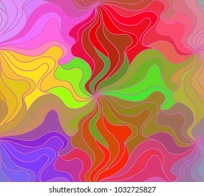 Abstract vector color background of doodle hand drawn lines. Colorful floral pattern. Wave wallpaper