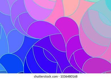 Abstract vector color background of doodle hand drawn lines. Colorful floral pattern. Wave blue wallpaper