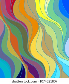 Abstract vector color background of doodle hand drawn lines. Colorful floral pattern. Wave wallpaper