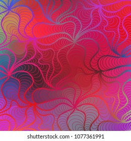 Abstract vector color background of doodle hand drawn lines. Colorful floral pattern. Wave wallpaper