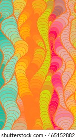 Abstract vector color background of doodle hand drawn lines. Colorful floral pattern. Wave wallpaper