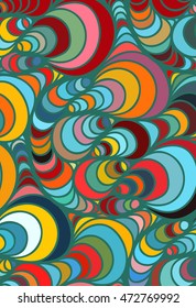 Abstract vector color background of doodle hand drawn lines. Colorful floral pattern. Wave wallpaper
