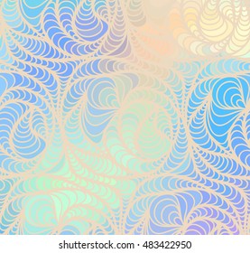 Abstract vector color background of doodle hand drawn lines. Blue floral pattern. Wave wallpaper