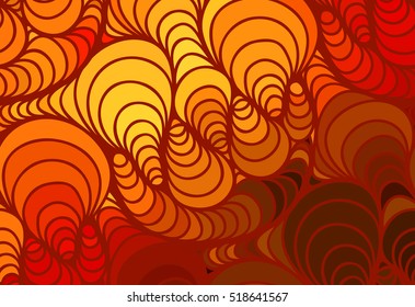 Abstract vector color background of doodle hand drawn lines. Gold floral pattern. Wave yellow wallpaper