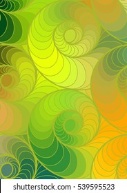 Abstract vector color background of doodle hand drawn lines. Colorful floral pattern. Wave green wallpaper