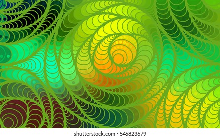 Abstract vector color background of doodle hand drawn lines. Colorful floral pattern. Wave green wallpaper