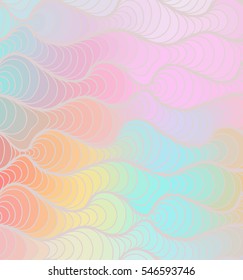 Abstract vector color background of doodle hand drawn lines. Colorful floral pattern. Wave wallpaper