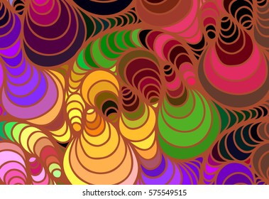 Abstract vector color background of doodle hand drawn lines. Colorful floral pattern. Wave wallpaper