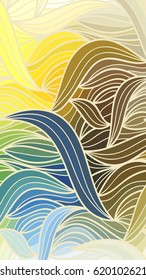 Abstract vector color background of doodle hand drawn lines. Colorful floral pattern. Wave wallpaper