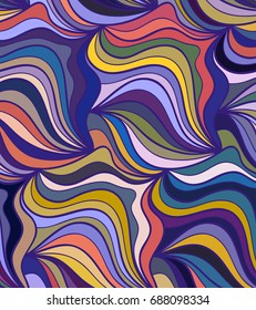 Fondo de color de Vector Abstractas de líneas dibujadas a mano doodle. Patrón floral colorido. Fondo de pantalla de onda