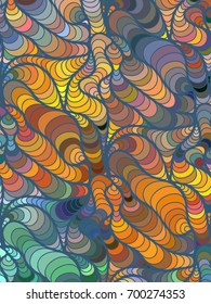 Abstract vector color background of doodle hand drawn lines. Colorful floral pattern. Wave wallpaper