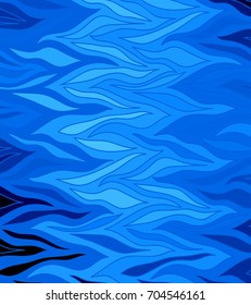 Abstract vector color background of doodle hand drawn lines. Blue floral pattern. Wave blue wallpaper