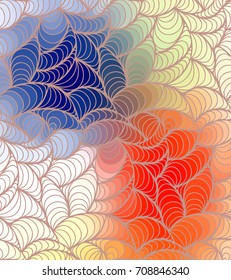 Abstract vector color background of doodle hand drawn lines. Colorful floral pattern. Wave wallpaper