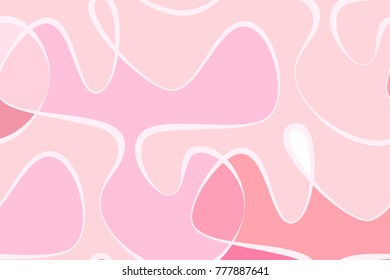 Abstract vector color background of doodle hand drawn lines. Pink floral pattern. Wave wallpaper