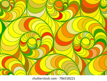 Abstract vector color background of doodle hand drawn lines. Colorful floral pattern. Wave green wallpaper