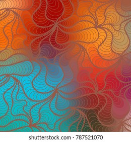 Abstract vector color background of doodle hand drawn lines. Colorful floral pattern. Wave wallpaper
