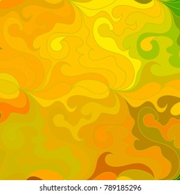 Abstract vector color background of doodle hand drawn lines. Colorful floral pattern. Wave yellow wallpaper