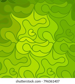 Abstract vector color background of doodle hand drawn lines. Colorful floral pattern. Wave green wallpaper