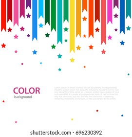 Abstract vector color background with empty place for text. Abstract colorful rainbow rain. Color line with bright stars.