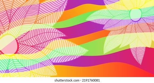 Abstract vector color background with waves and flower.