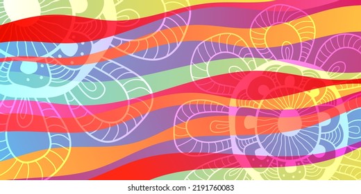 Abstract vector color background with waves and flower.