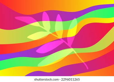 Abstract vector color background with waves and twig.