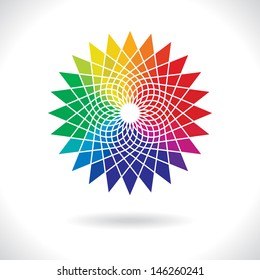 Abstract Vector Color Flower Wheel on White Background, Circle Colorful Elements
