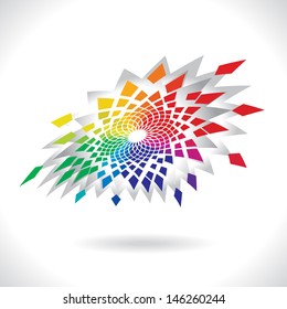 Abstract Vector Color Flower Wheel on White Background, Circle Colorful Elements