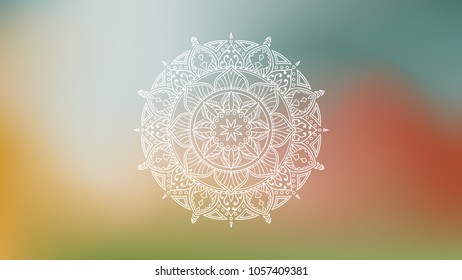 Abstract vector color gradient background with mandala. Defocused blurred backdrop art for artistic concept works, cover designs and etc.