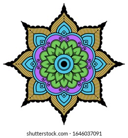 Abstract Vector Color Mandala. Islam, Arabic, Pakistan, Moroccan, Turkish, Indian, Spain motifs
